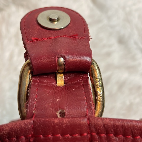 Coach Vintage Rare Red Convertible Backpack Crossbody Shoulder Bag Purse - Picture 15 of 17